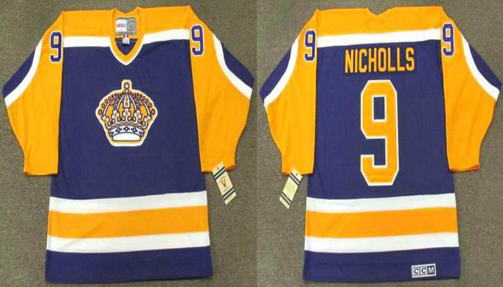 2019 Men Los Angeles Kings #9 Nicholls Blue CCM NHL jerseys->los angeles kings->NHL Jersey